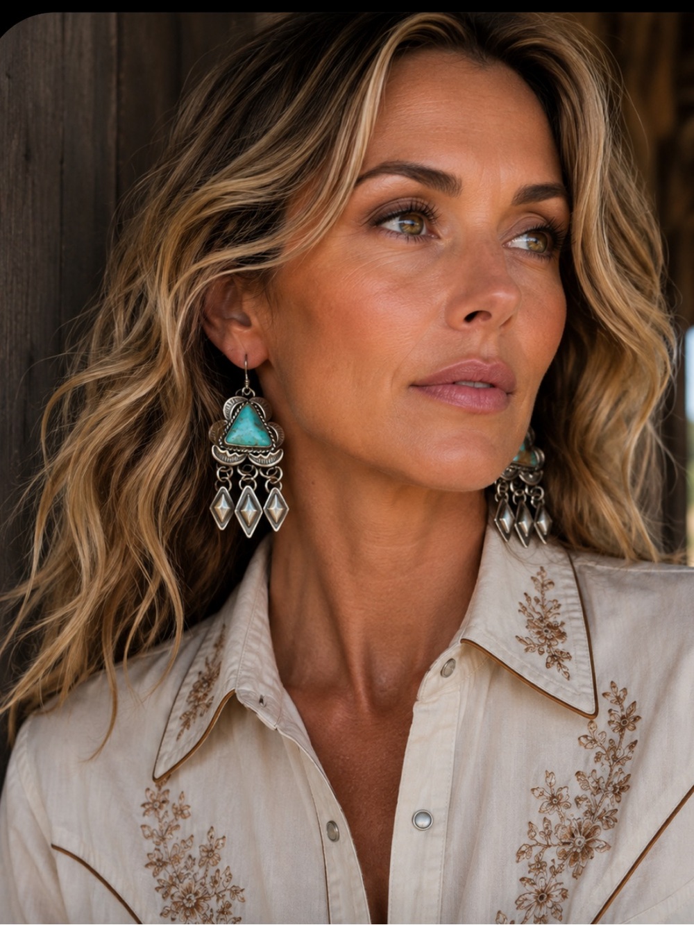 Navajo John Lucio Turquoise & Sterling Silver Dangle Earrings